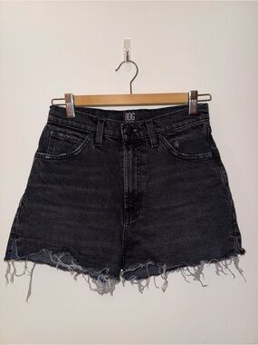 BDG Black High-Rise Raw Hem Denim Shorts